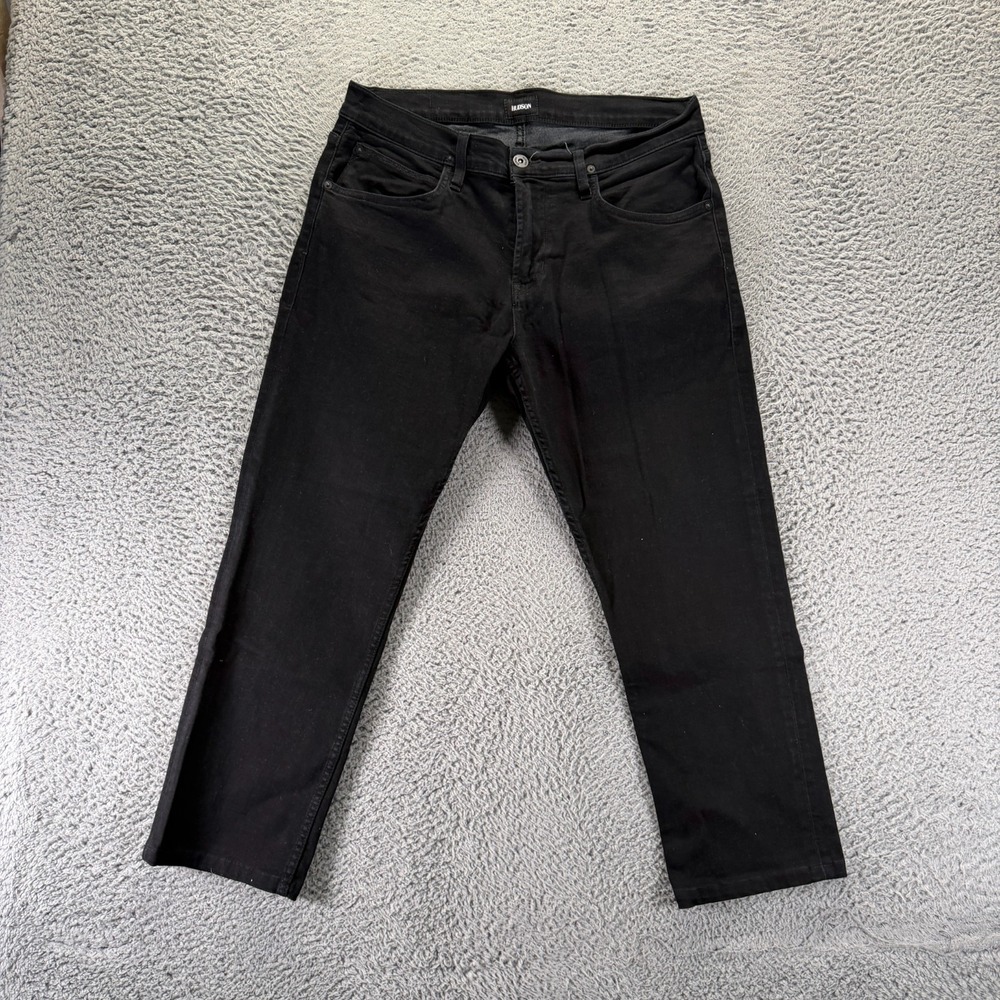 Hudson Blake Jeans Mens 34x27 Black Cotton Denim Straight Slim Workwear Stretch